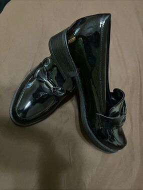 12W Black Patent Woman Loafer Shoes